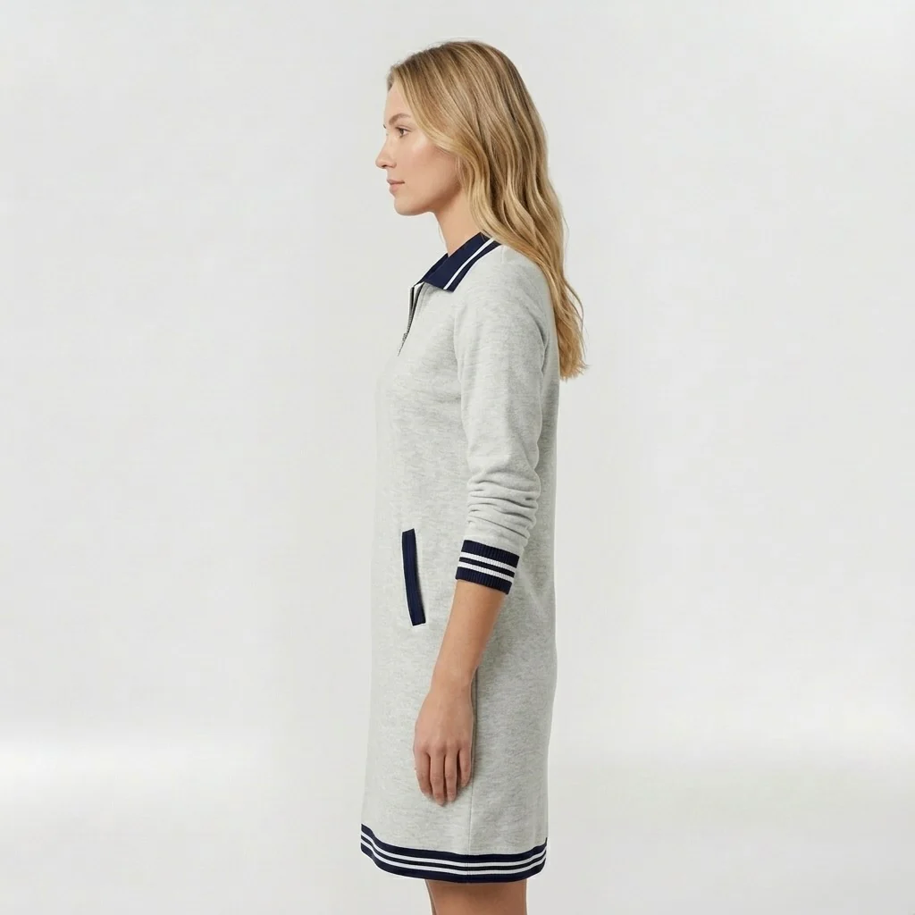 Abito Corto Casual da Donna con Zip e Colletto – Vestito Sportivo Elegante - Image 7