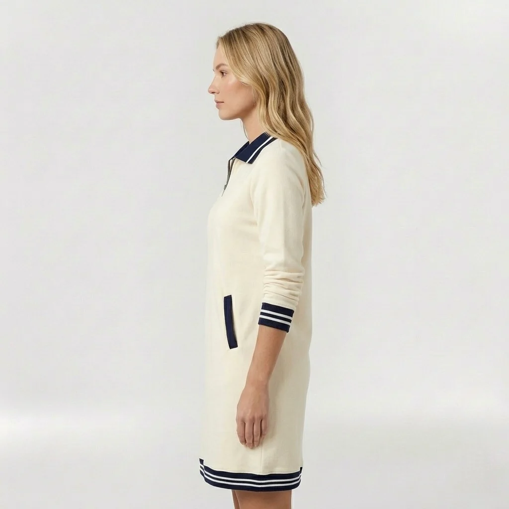 Abito Corto Casual da Donna con Zip e Colletto – Vestito Sportivo Elegante - Image 9