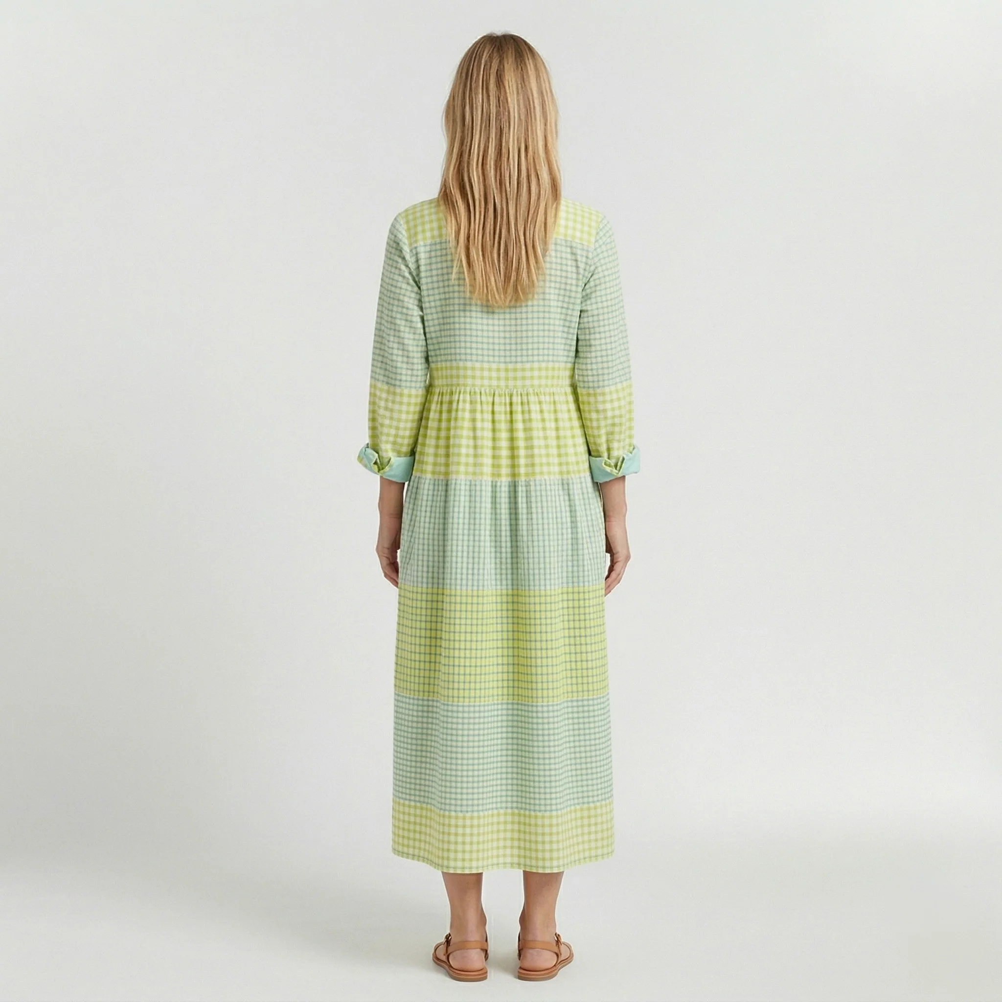 Abito Maxi a Righe con Balze da Donna – Leggero a Maniche Lunghe per l’Estate - Image 3