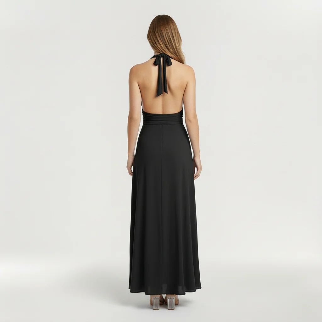Abito maxi da donna con scollo halter e spacco laterale elegante - Image 10