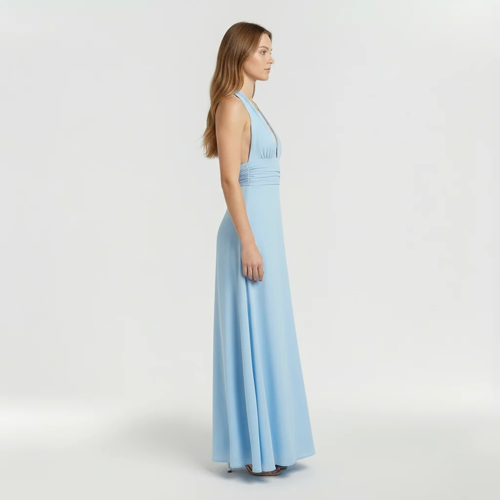 Abito maxi da donna con scollo halter e spacco laterale elegante - Image 11