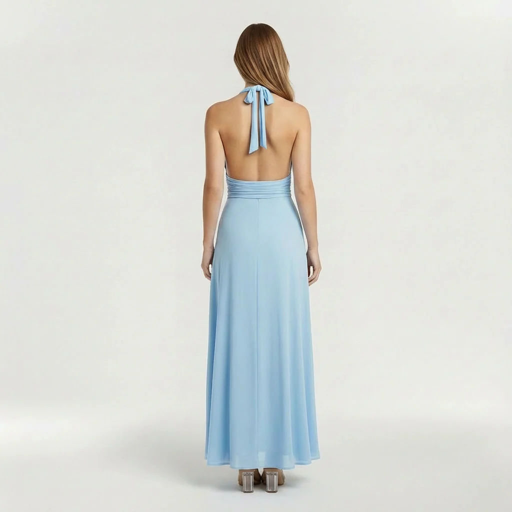 Abito maxi da donna con scollo halter e spacco laterale elegante - Image 12