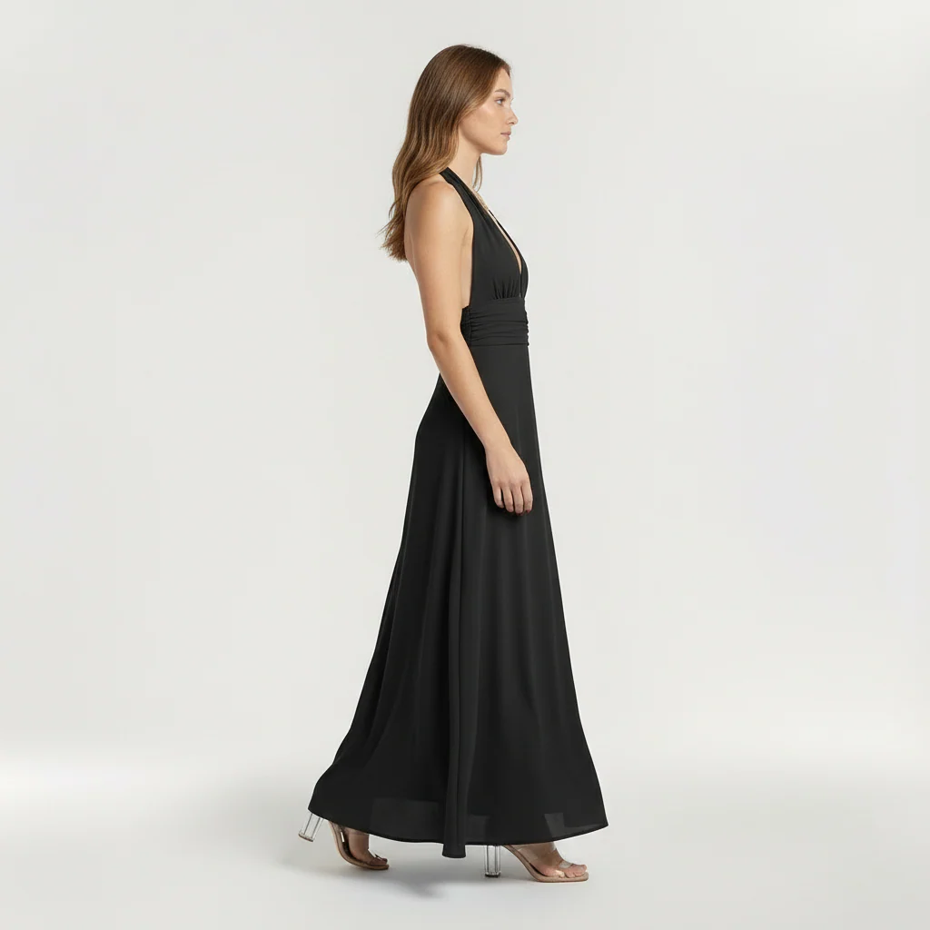Abito maxi da donna con scollo halter e spacco laterale elegante - Image 9