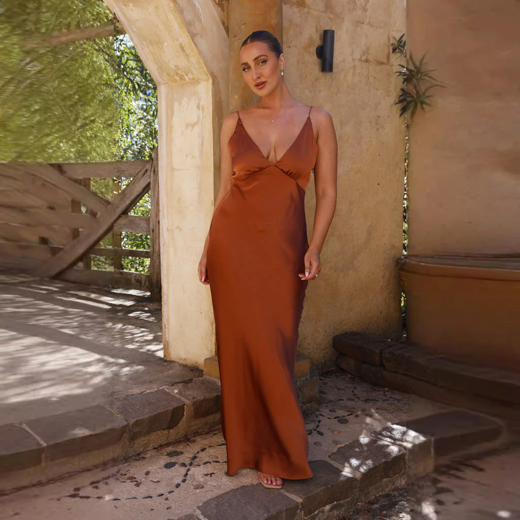 Abito Maxi da Donna - Elegante Design Senza Maniche con Scollo a V per Eventi Formali - Image 4