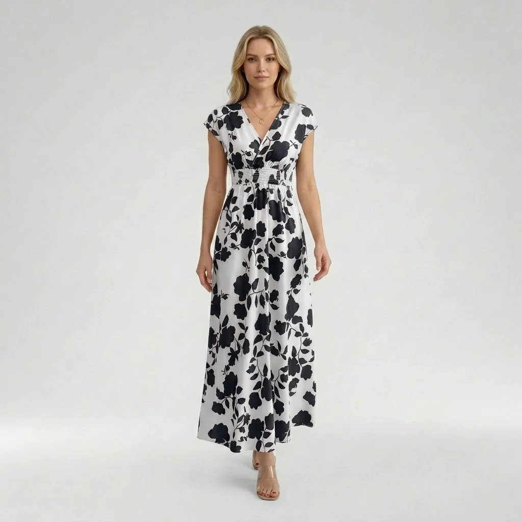 Abito maxi lungo da donna fluido per uso quotidiano estivo - Image 7