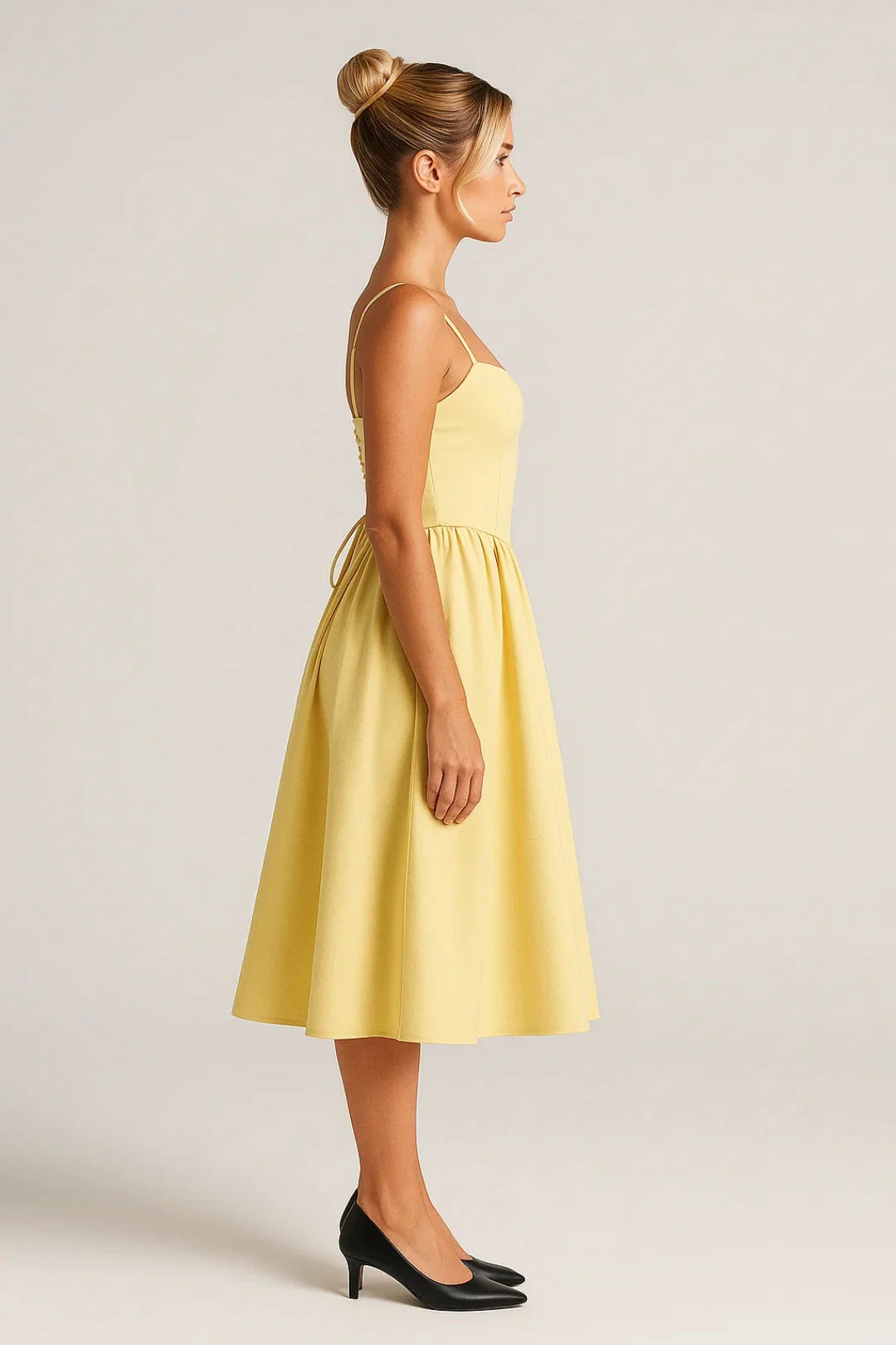 Abito Midi Donna - Bustier Taglio Svasato Bretelle | Romantico - Image 3