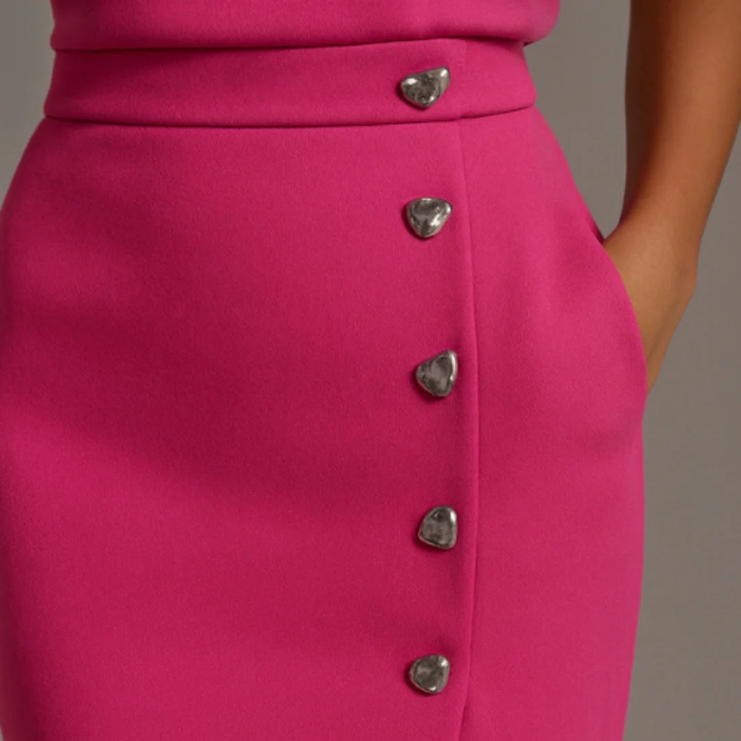 Andrea | Vestito Midi Aderente con Bottoni Donna Senza Maniche - Image 13