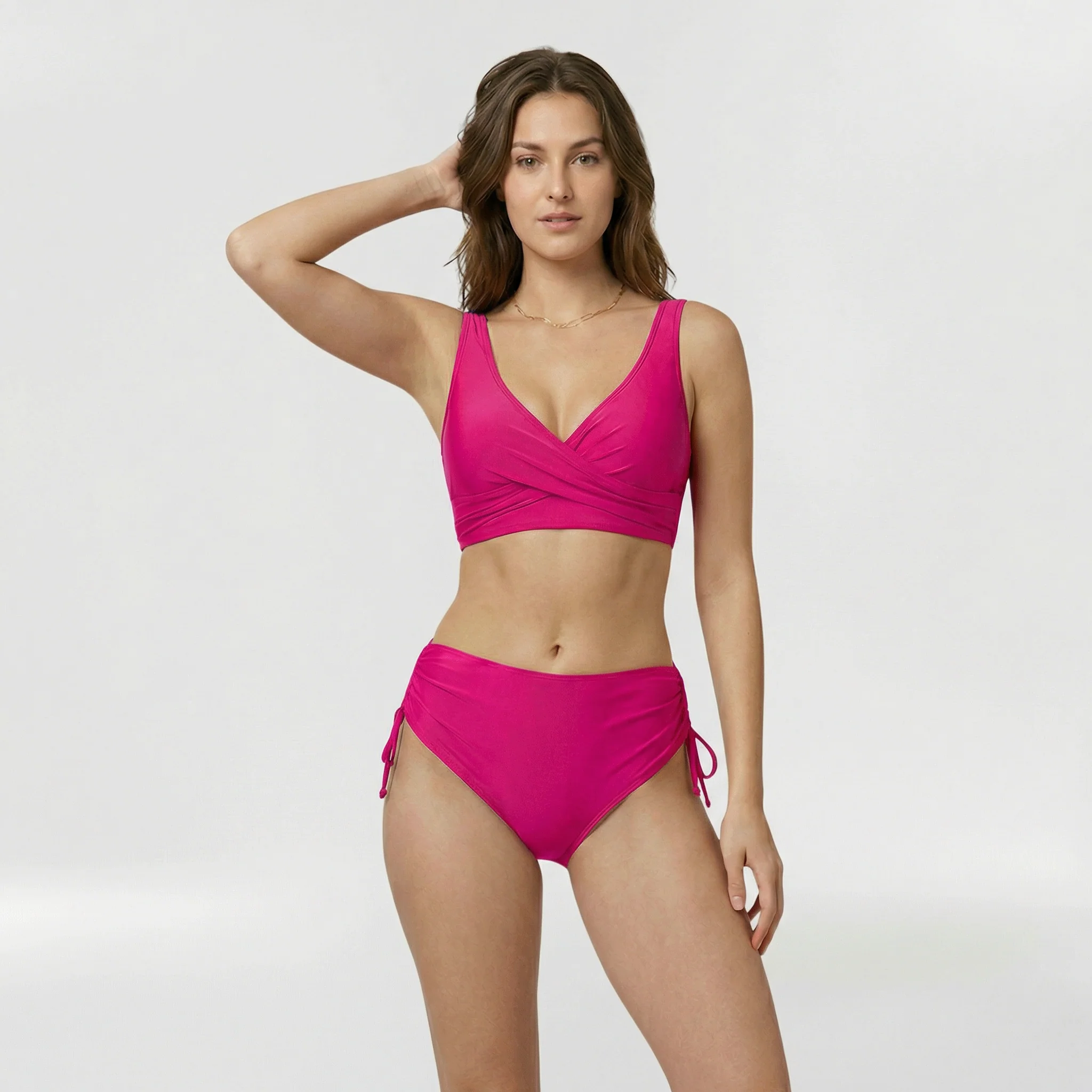 Bikini da donna con top incrociato e spalline larghe per mare - Image 4