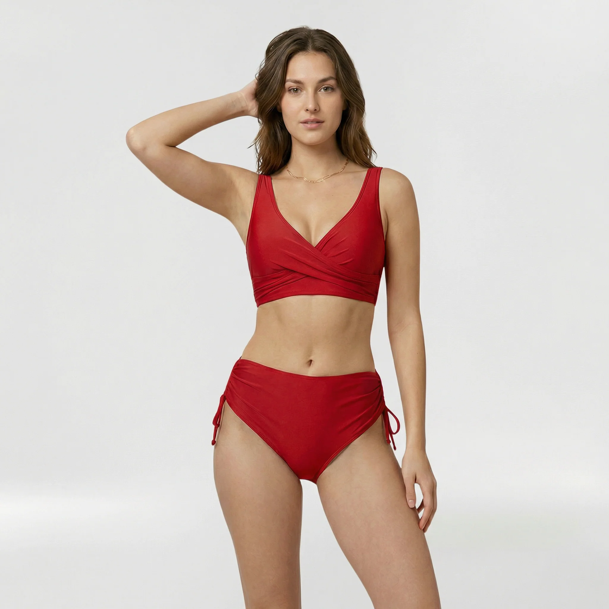 Bikini da donna con top incrociato e spalline larghe per mare - Image 5