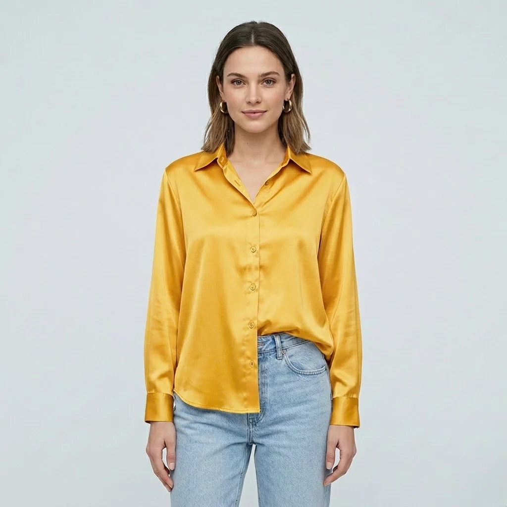 Blusa elegante da donna a maniche lunghe stile satinato moderno - Image 14