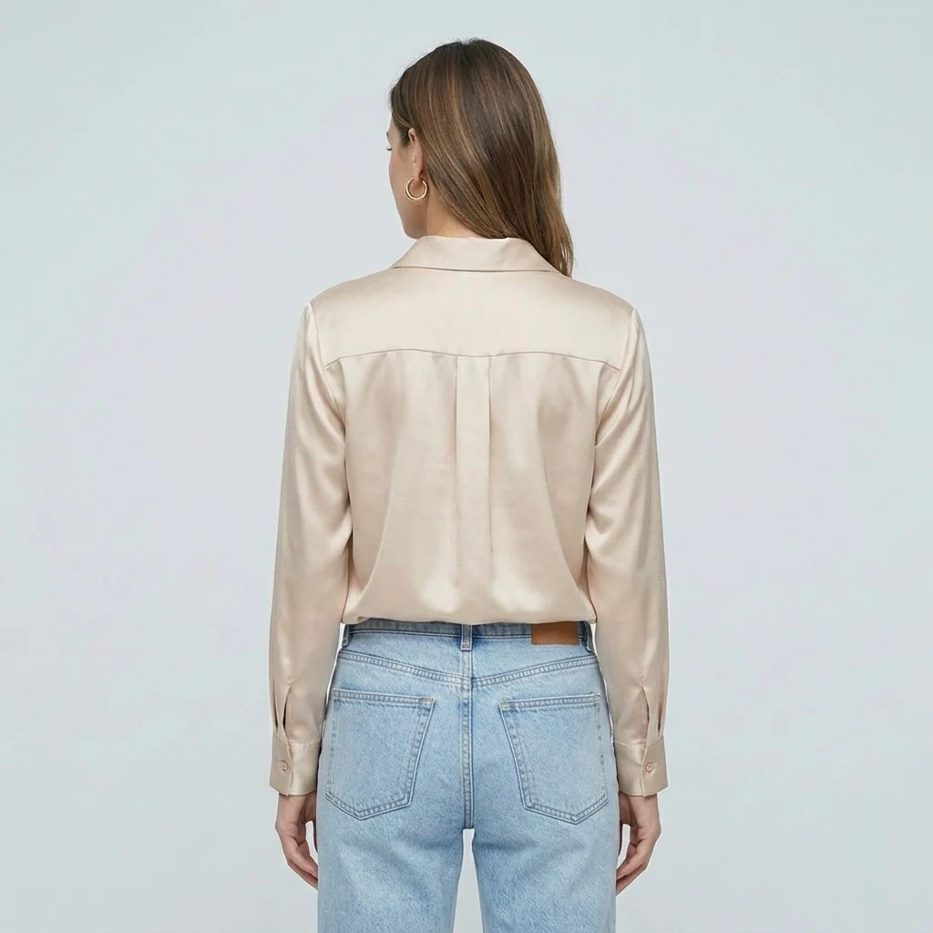 Blusa elegante da donna a maniche lunghe stile satinato moderno - Image 19
