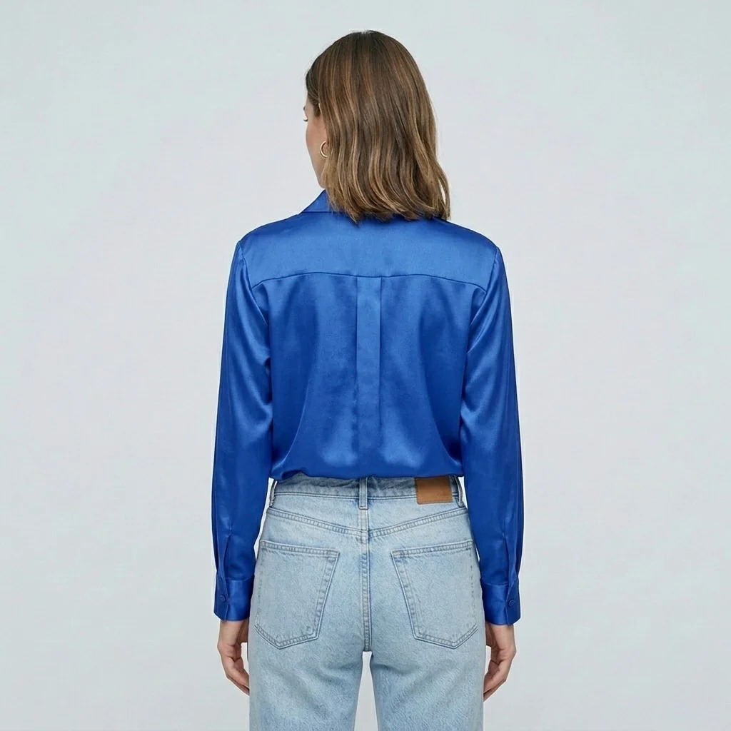 Blusa elegante da donna a maniche lunghe stile satinato moderno - Image 21
