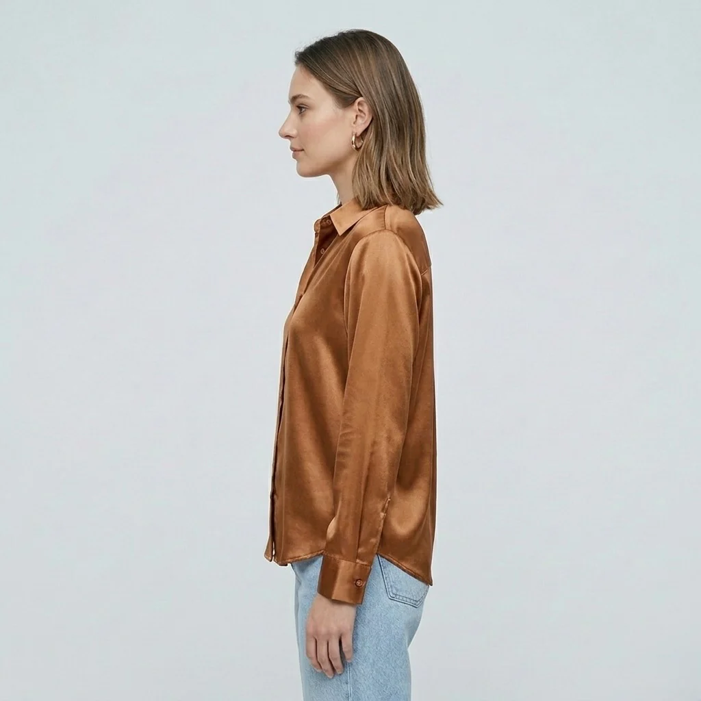Blusa elegante da donna a maniche lunghe stile satinato moderno - Image 22