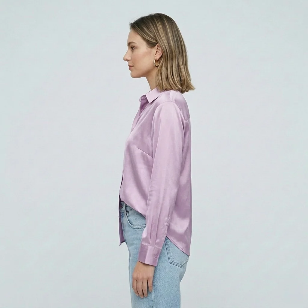 Blusa elegante da donna a maniche lunghe stile satinato moderno - Image 24
