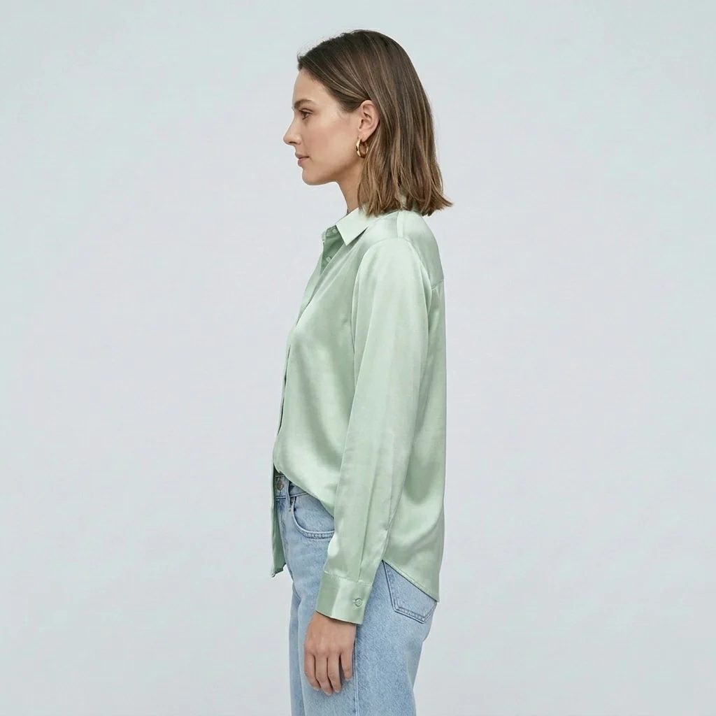 Blusa elegante da donna a maniche lunghe stile satinato moderno - Image 26