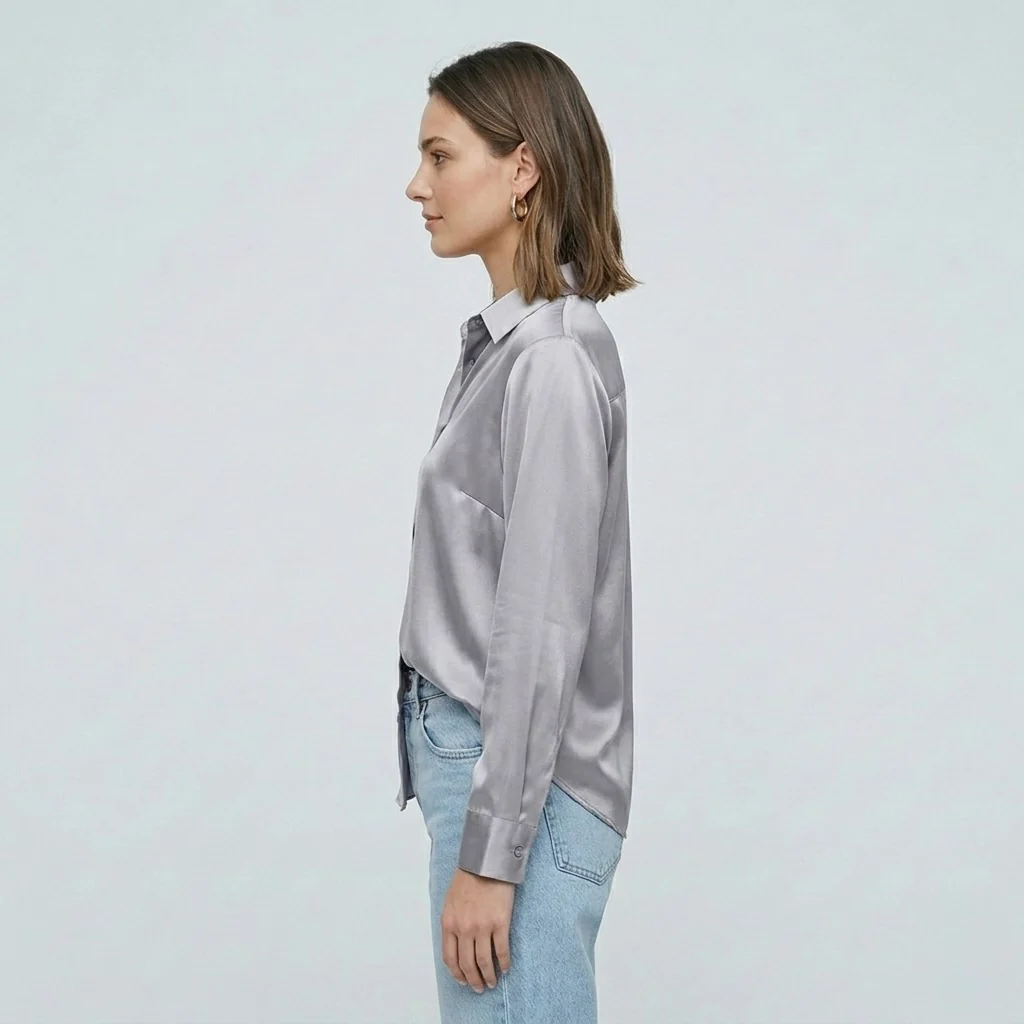 Blusa elegante da donna a maniche lunghe stile satinato moderno - Image 28