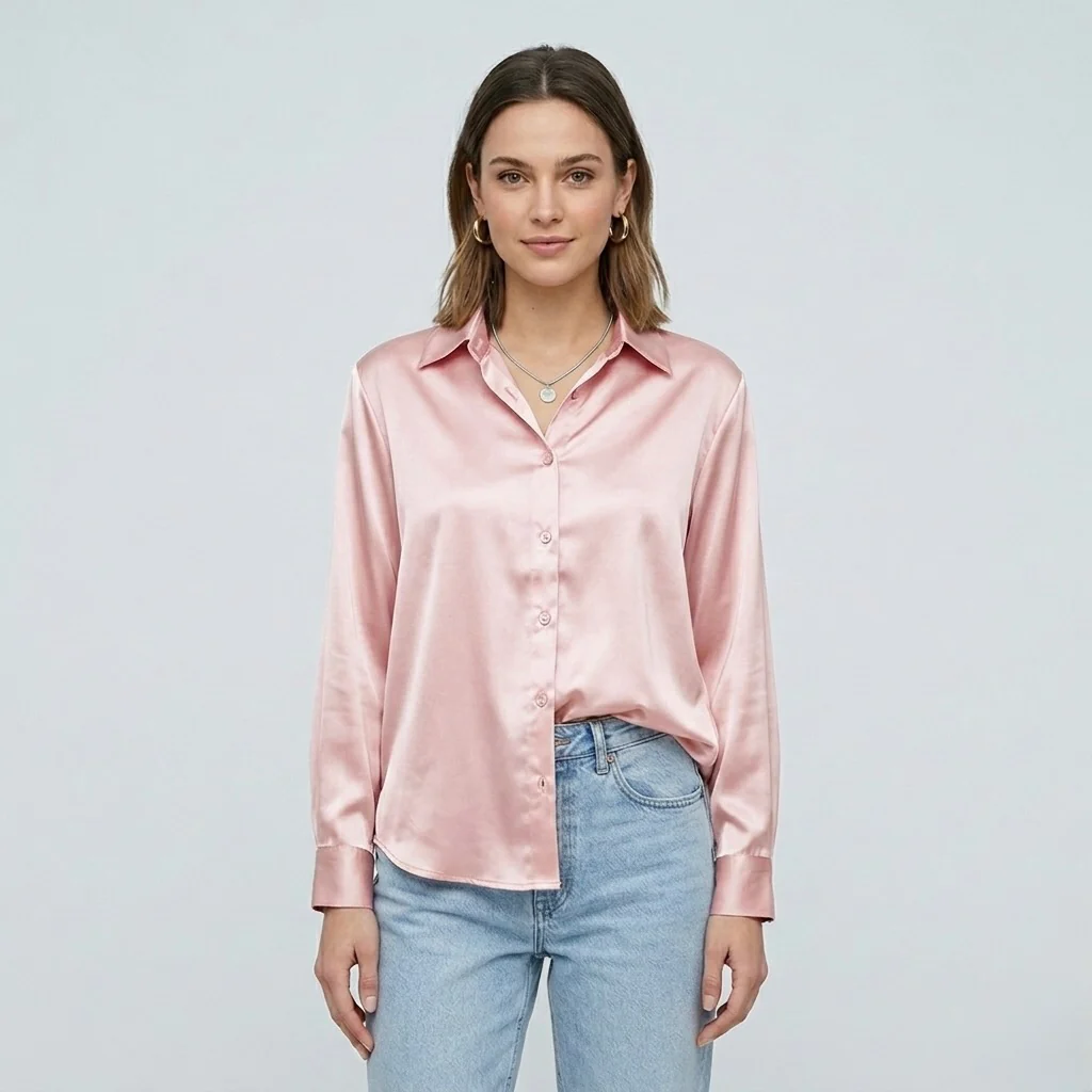 Blusa elegante da donna a maniche lunghe stile satinato moderno - Image 9