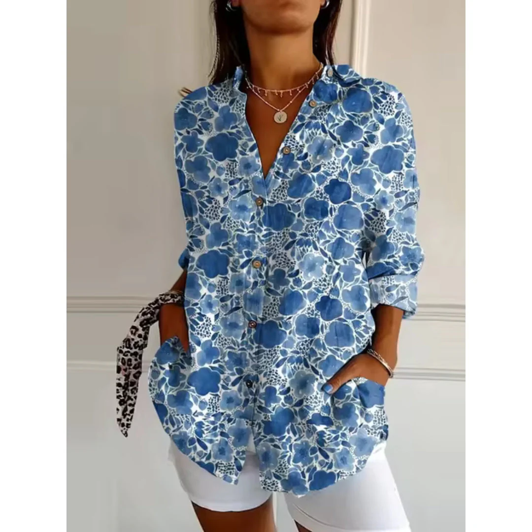 Camicetta a Fiori con Bottoni da Donna - Image 2