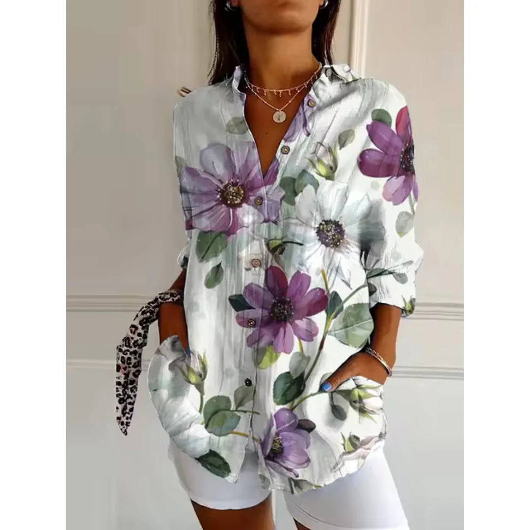 Camicetta a Fiori con Bottoni da Donna - Image 3