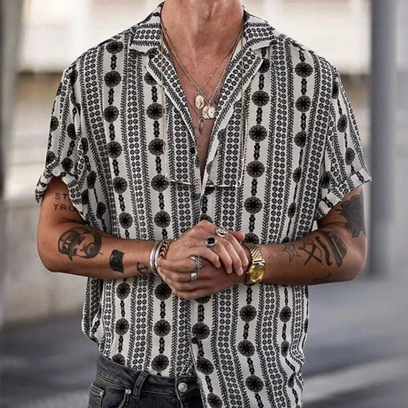 Camicia da uomo con stampa e vestibilità rilassata - Image 2