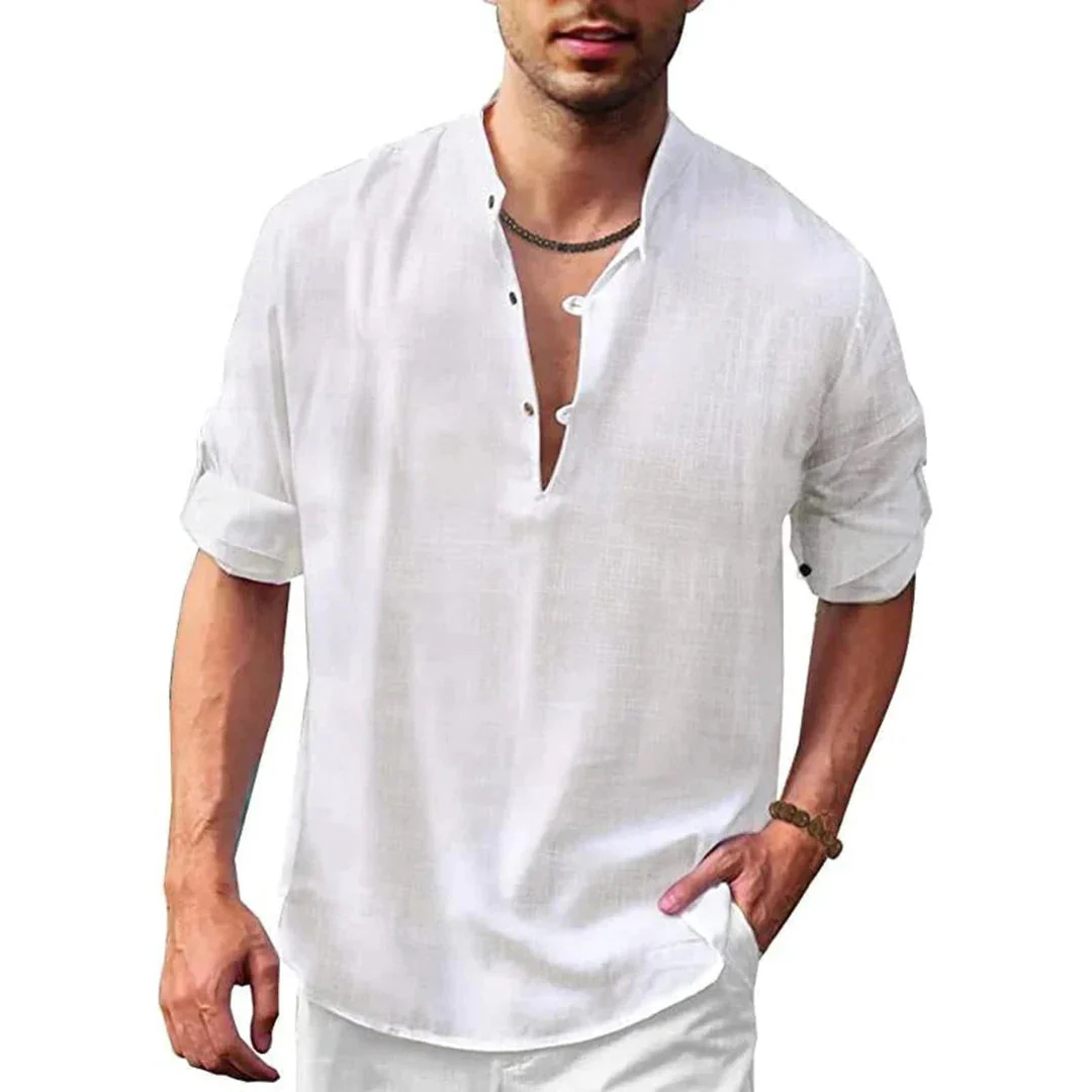 Camicia in misto lino da uomo - Image 6