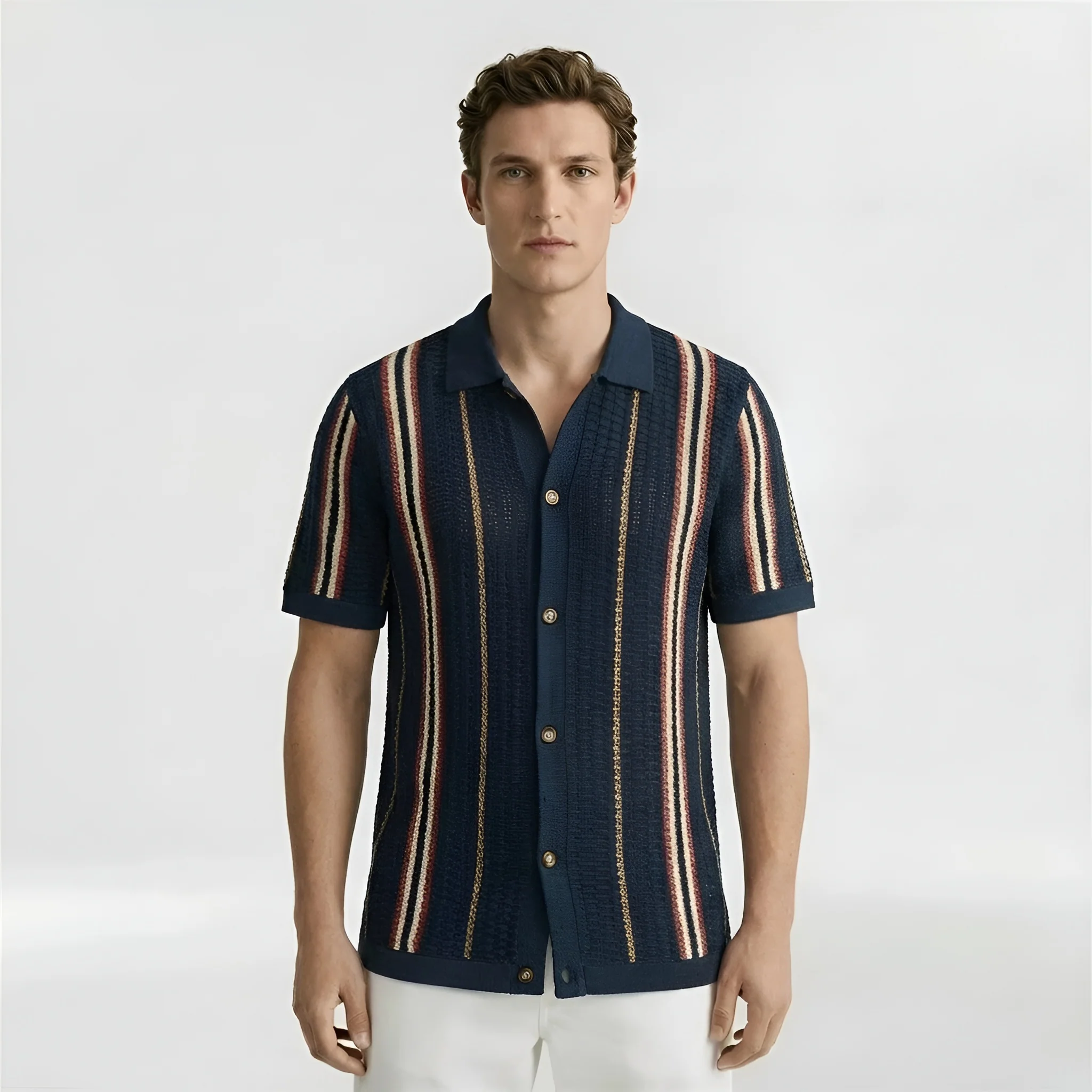 Camicia Uomo a Maglia Maniche Corte con Colletto Camicia Casual Traspirante Uomo