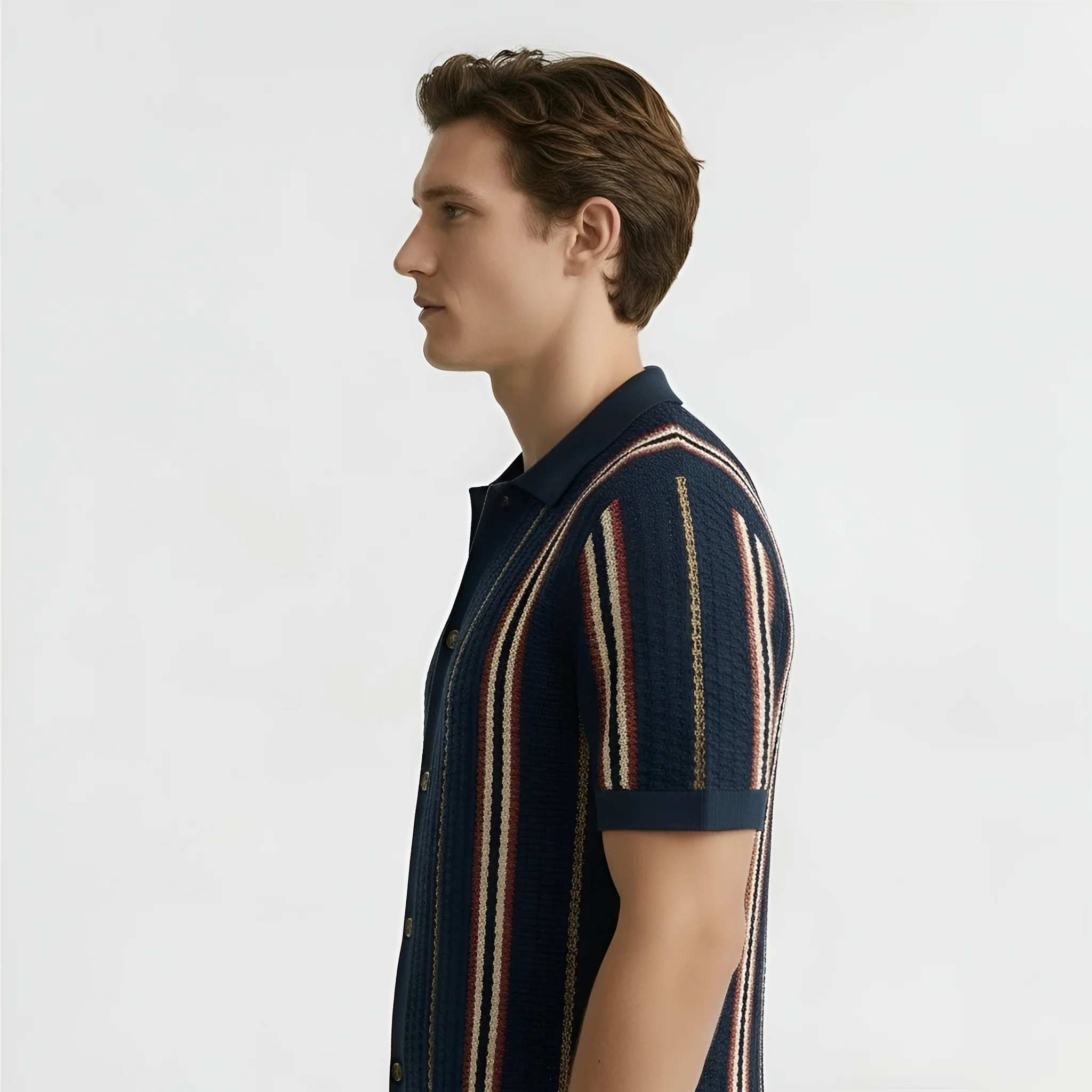 Camicia Uomo a Maglia Maniche Corte con Colletto Camicia Casual Traspirante Uomo - Image 2