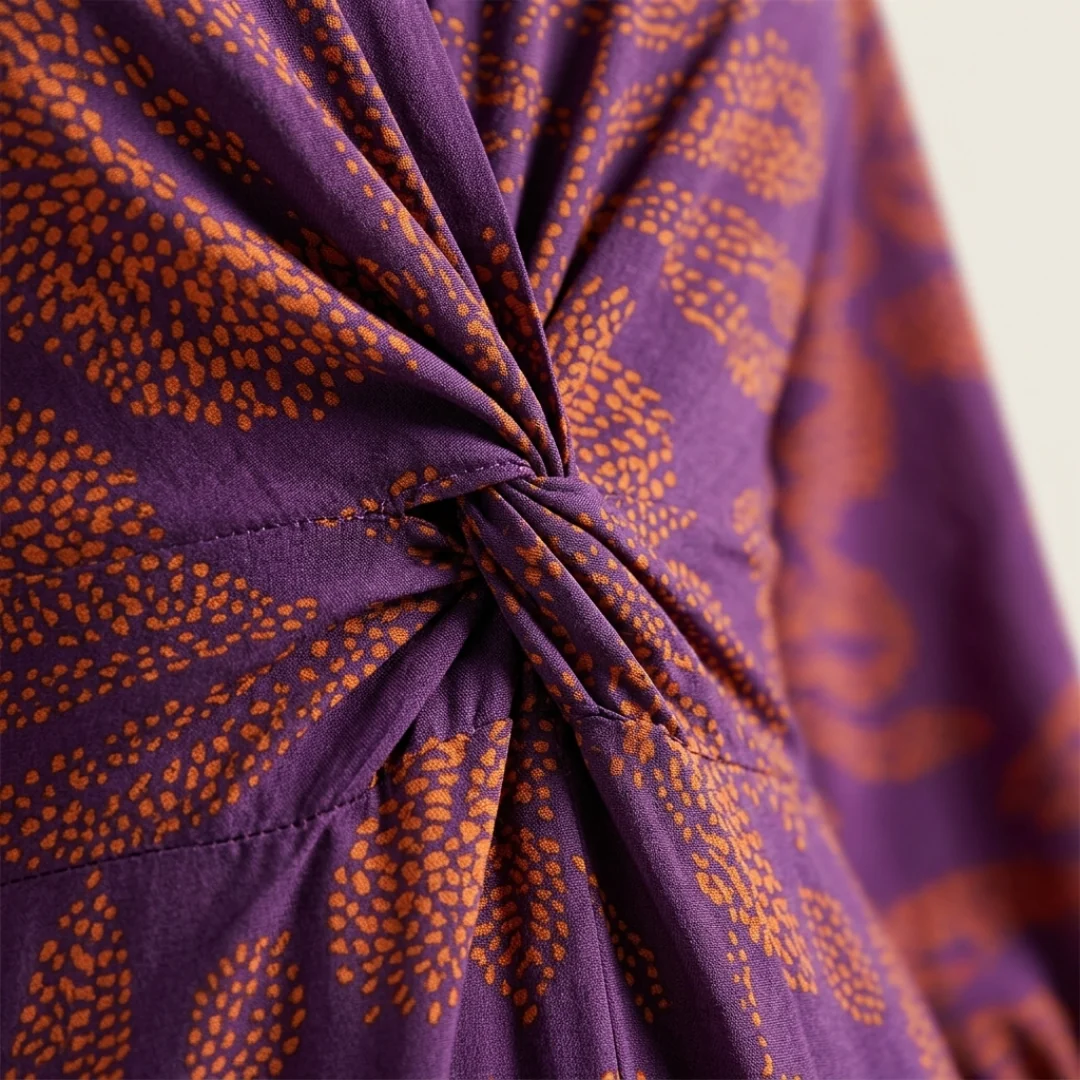 Carmen | Vestito Lungo Stampato Ospite di Nozze con Drappeggio - Image 8