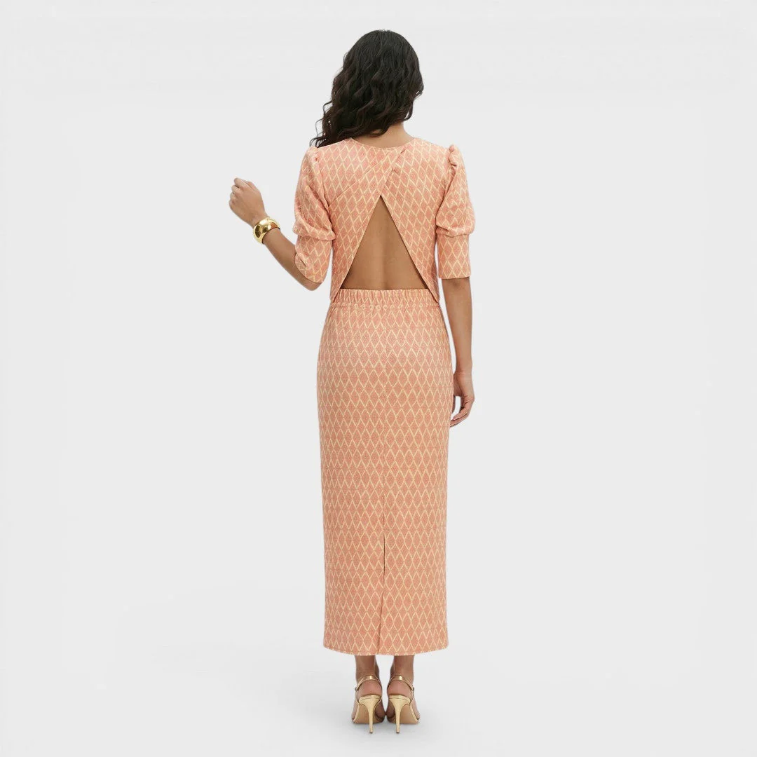 Completo Elegante con Stampa Geometrica e Maniche a Sbuffo da Donna - Image 6