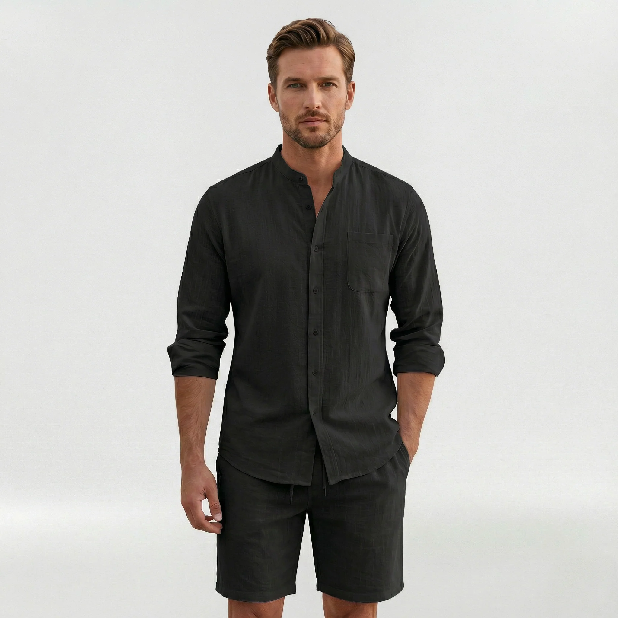 Completo uomo camicia e shorts relaxed fit per uno stile casual estivo - Image 4