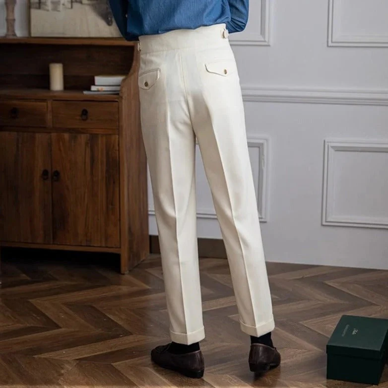 Elegante Pantalone Uomo Classico Piega Regolatori Laterali - Image 7