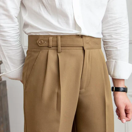 Elegante Pantalone Uomo Sartoriale Piega Gamba Dritta - Image 11