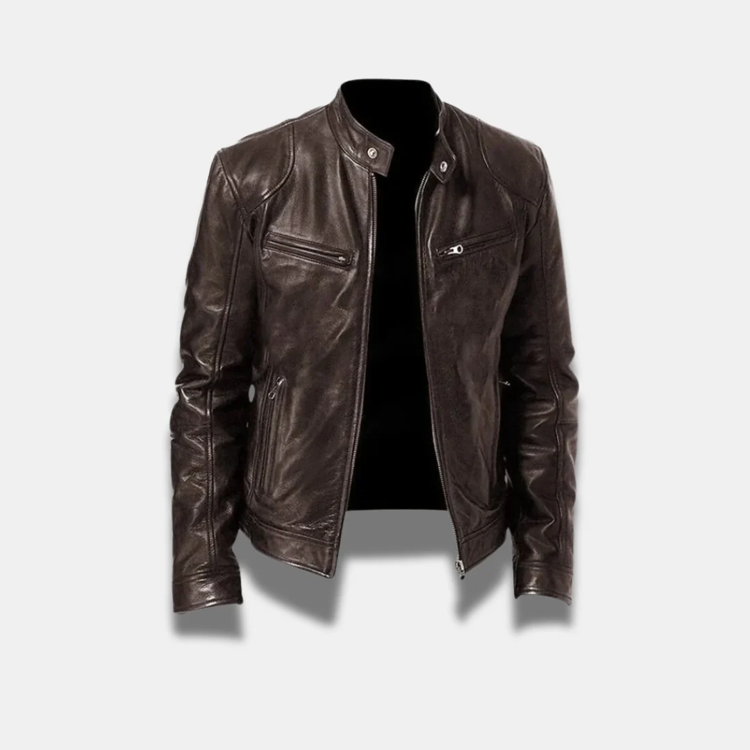 Giacca in pelle classica da uomo – Giacca da motociclista slim fit di alta qualità - Image 4