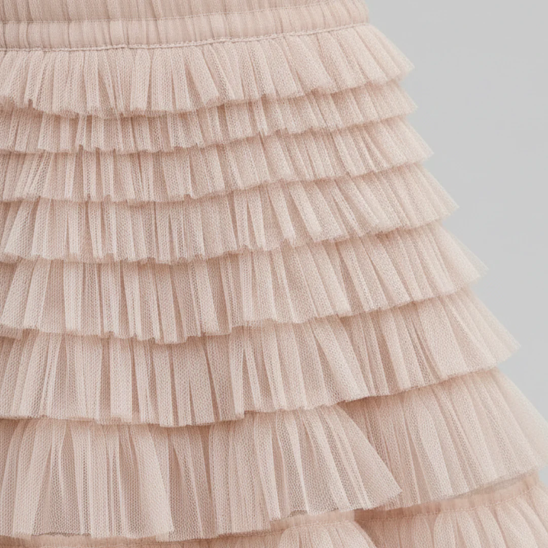 Gonna Lunga da Donna a Strati in Tulle a Vita Alta con Volant | Maxi - Image 12