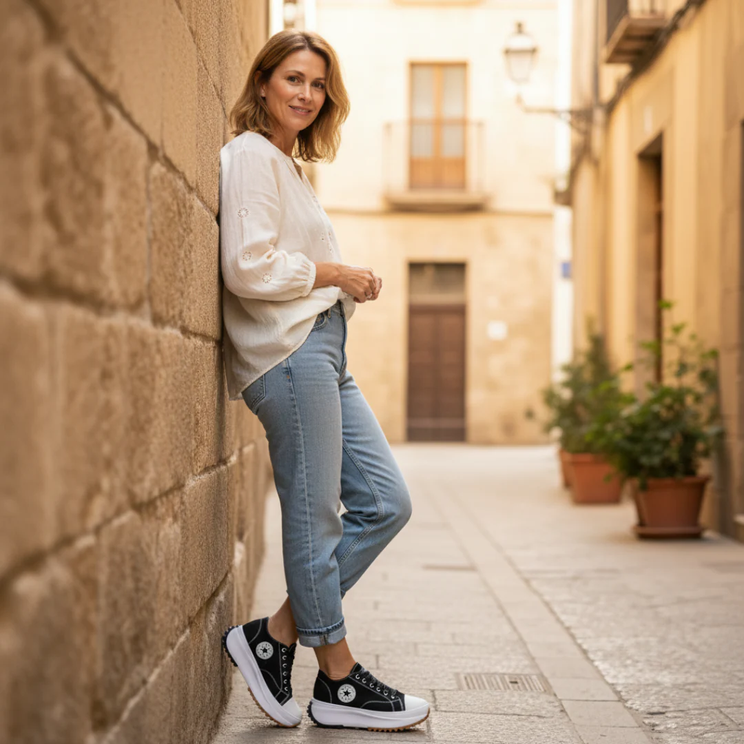 Iria | Sneakers Platform Casual Donna Tela Lacci Suola Dentata - Image 10