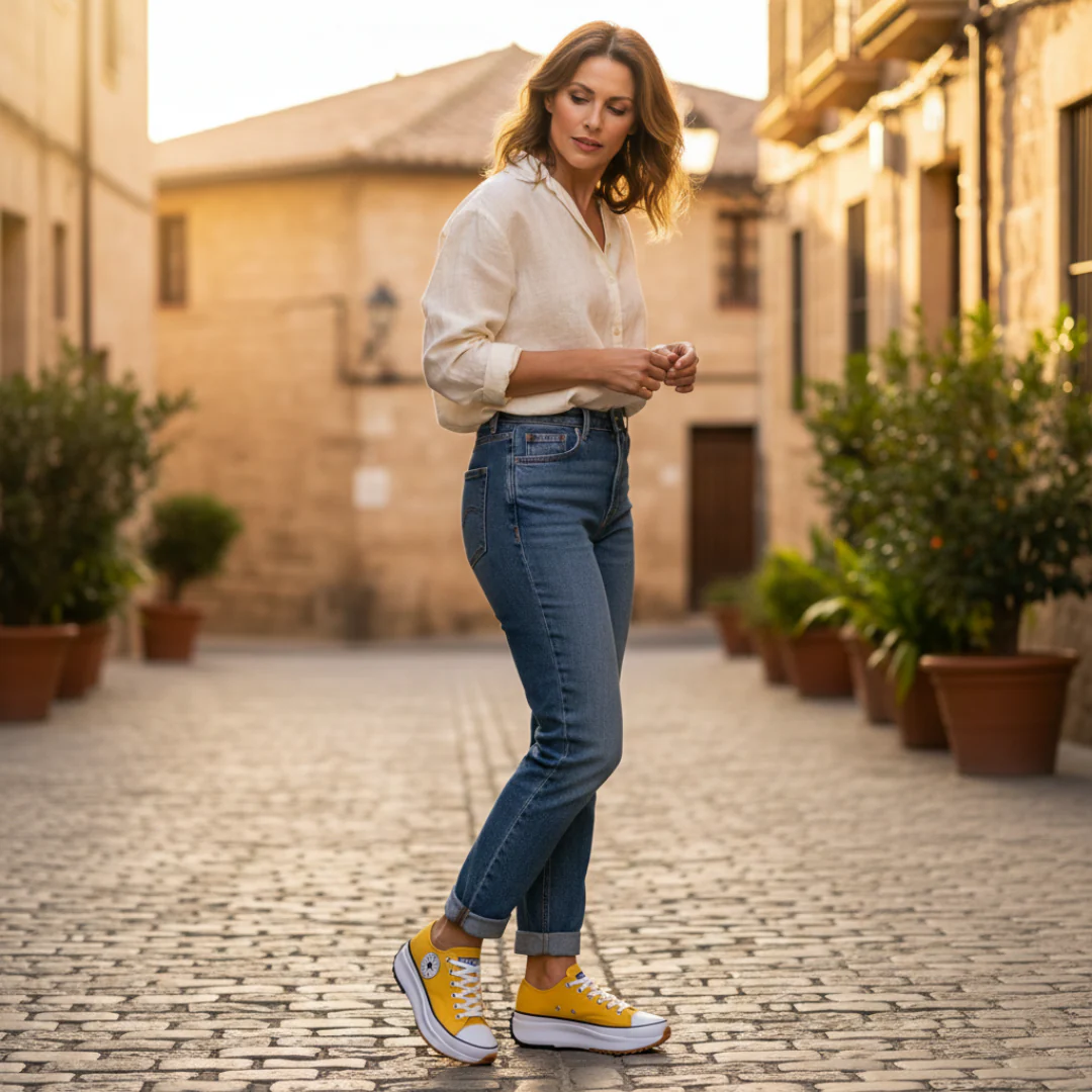 Iria | Sneakers Platform Casual Donna Tela Lacci Suola Dentata - Image 11