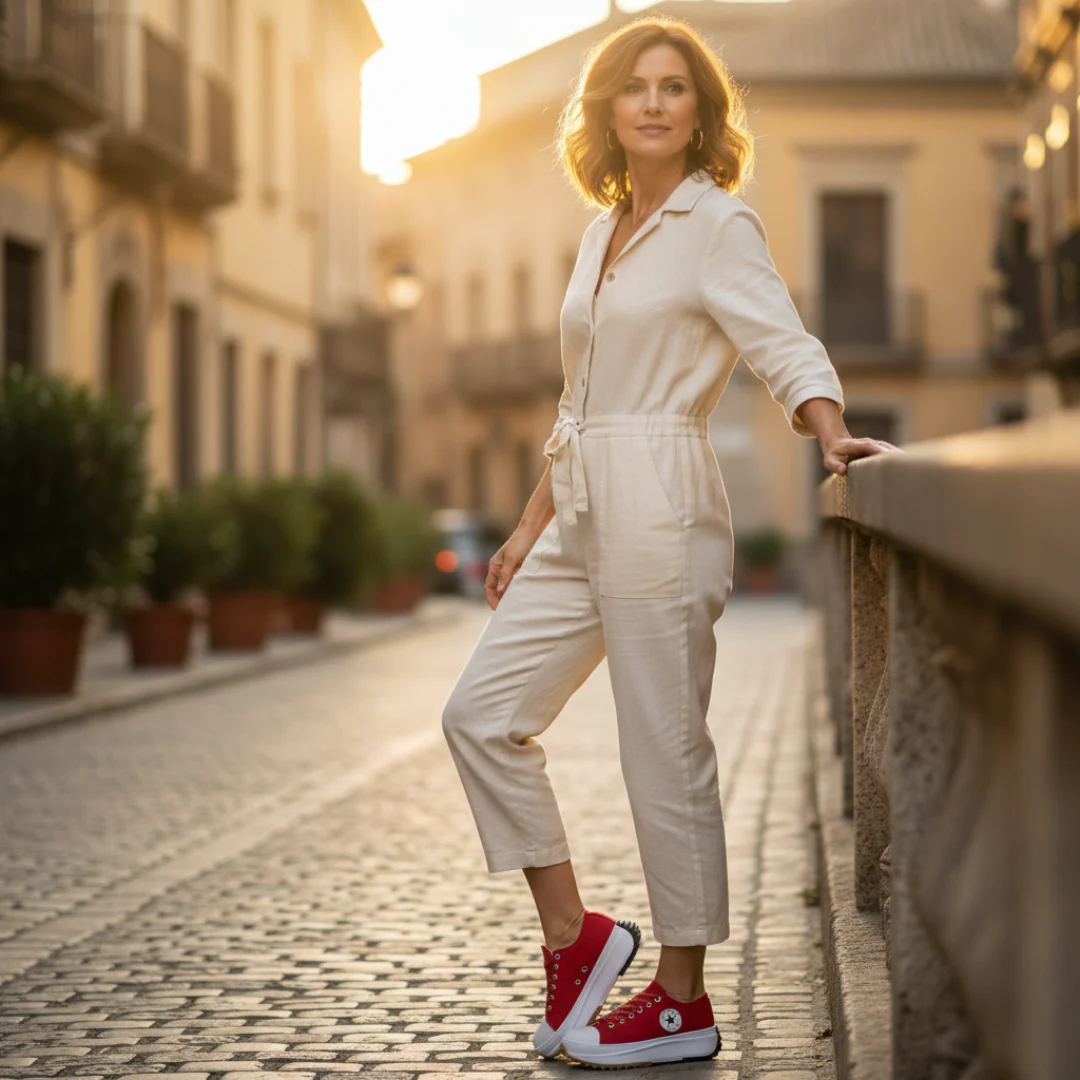 Iria | Sneakers Platform Casual Donna Tela Lacci Suola Dentata - Image 13