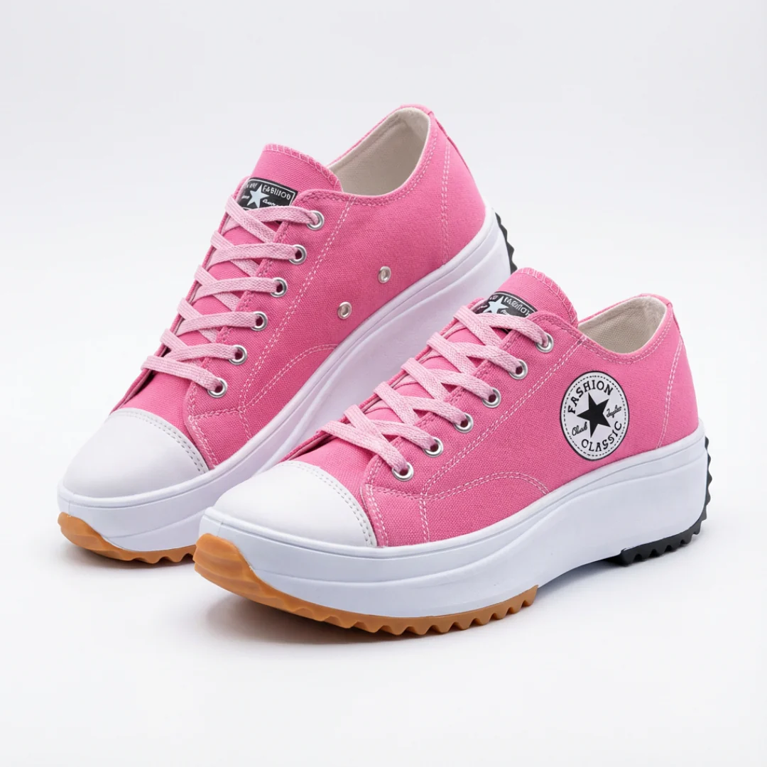 Iria | Sneakers Platform Casual Donna Tela Lacci Suola Dentata - Image 2