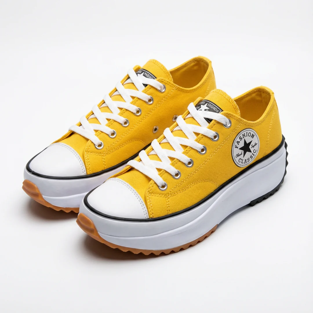 Iria | Sneakers Platform Casual Donna Tela Lacci Suola Dentata - Image 4