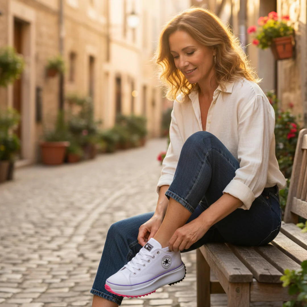 Iria | Sneakers Platform Casual Donna Tela Lacci Suola Dentata - Image 7