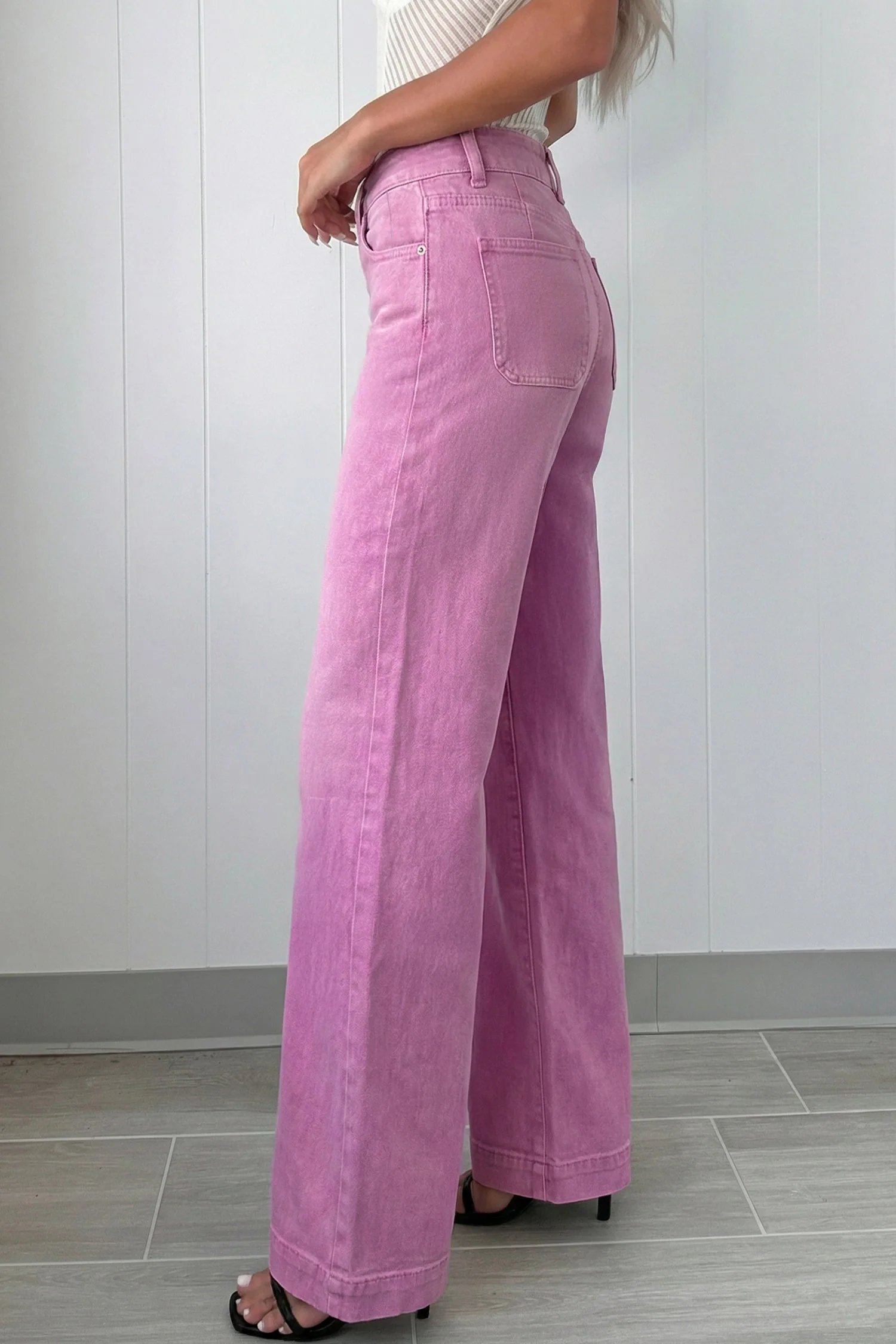 Jeans a zampa a vita alta con 2 bottoni - Image 8