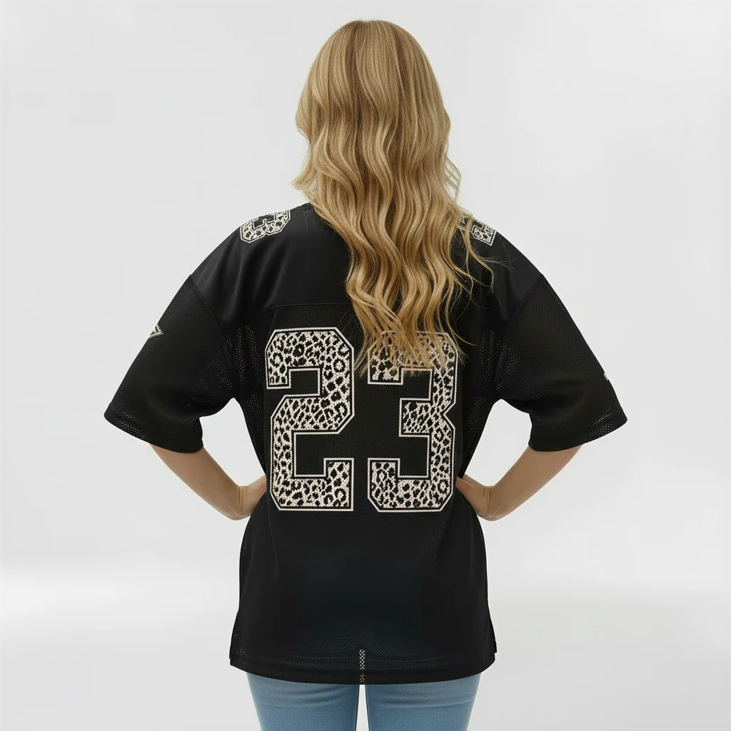 Maglia Donna Oversize Sportiva Stile Jersey Numero Stampato T-Shirt Casual Maniche Corte - Image 3