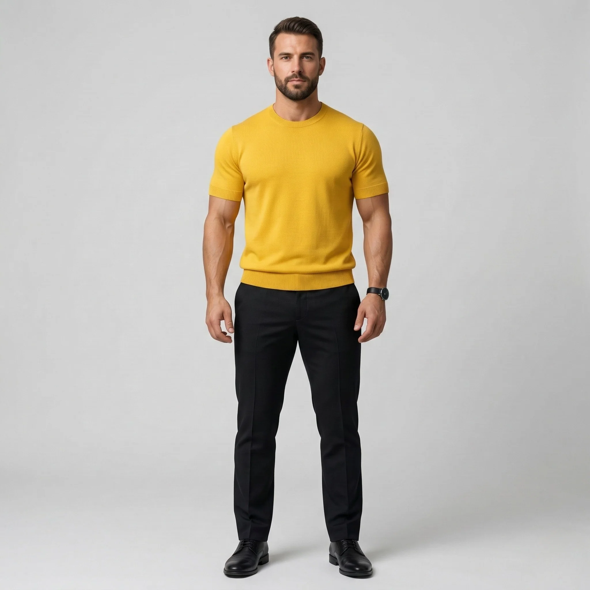 Maglia uomo in cotone maniche corte girocollo maglione leggero casual vestibilità slim