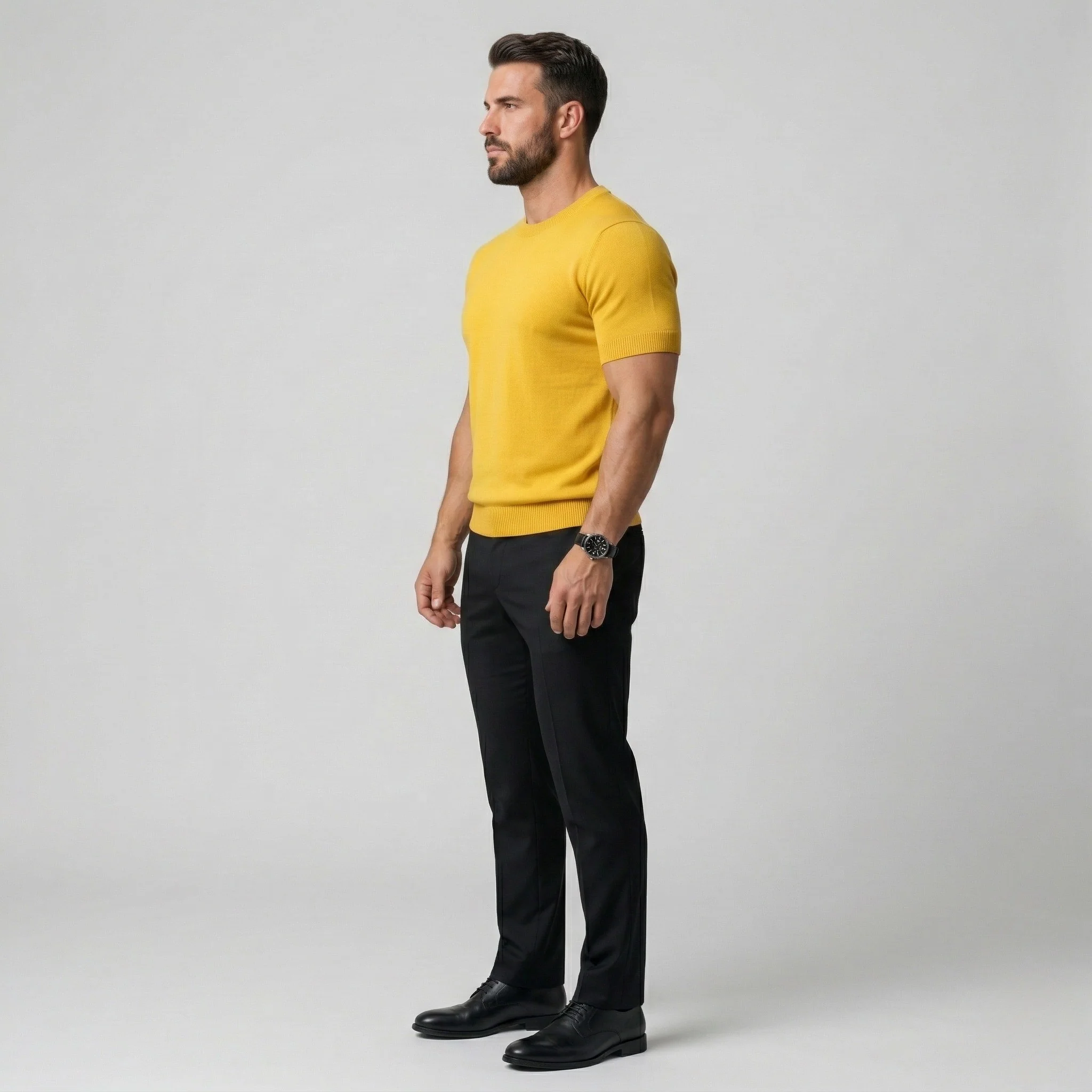 Maglia uomo in cotone maniche corte girocollo maglione leggero casual vestibilità slim - Image 2