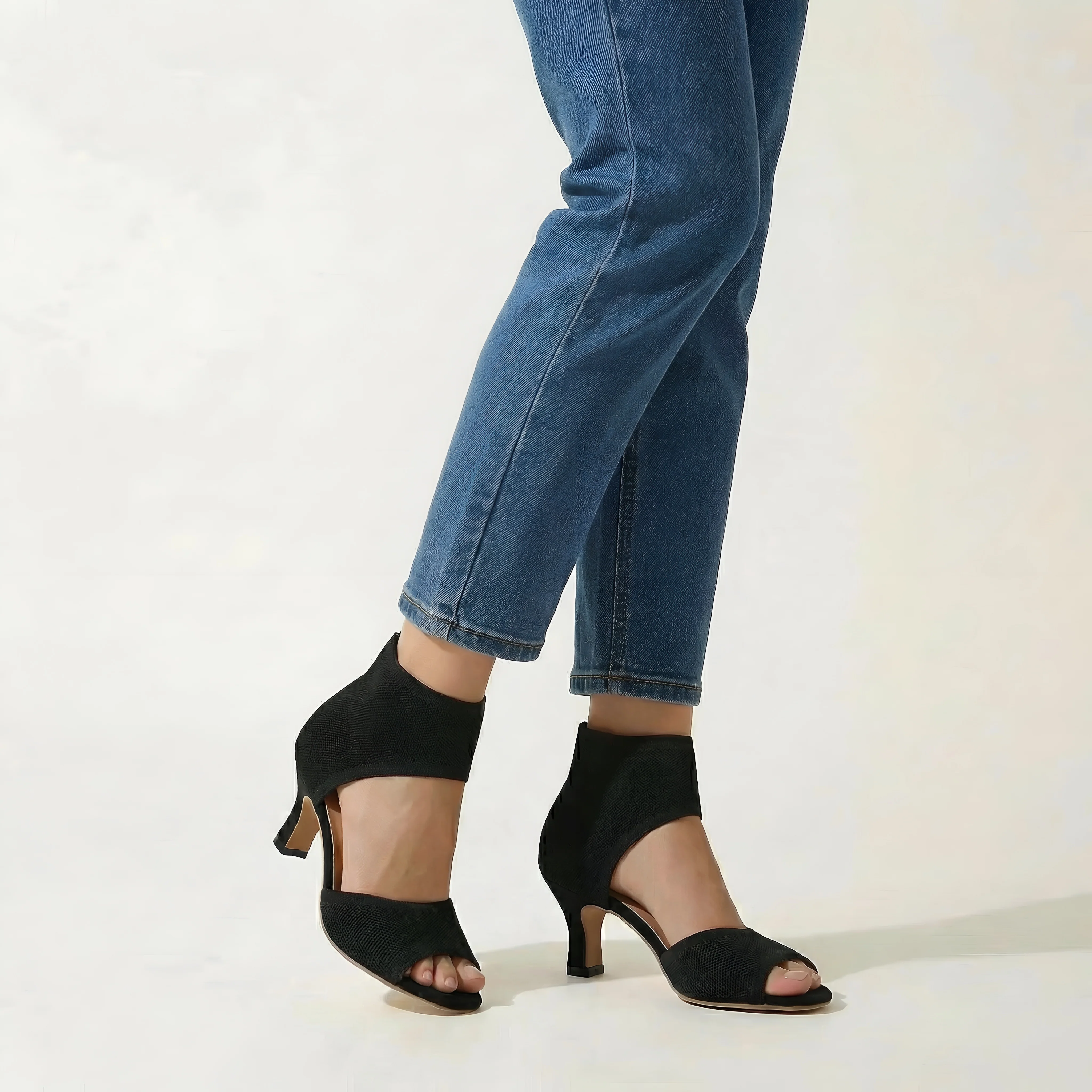 Sandali Donna con Tacco Medio Scarpe Eleganti con Cinturino alla Caviglia Aperte - Image 4