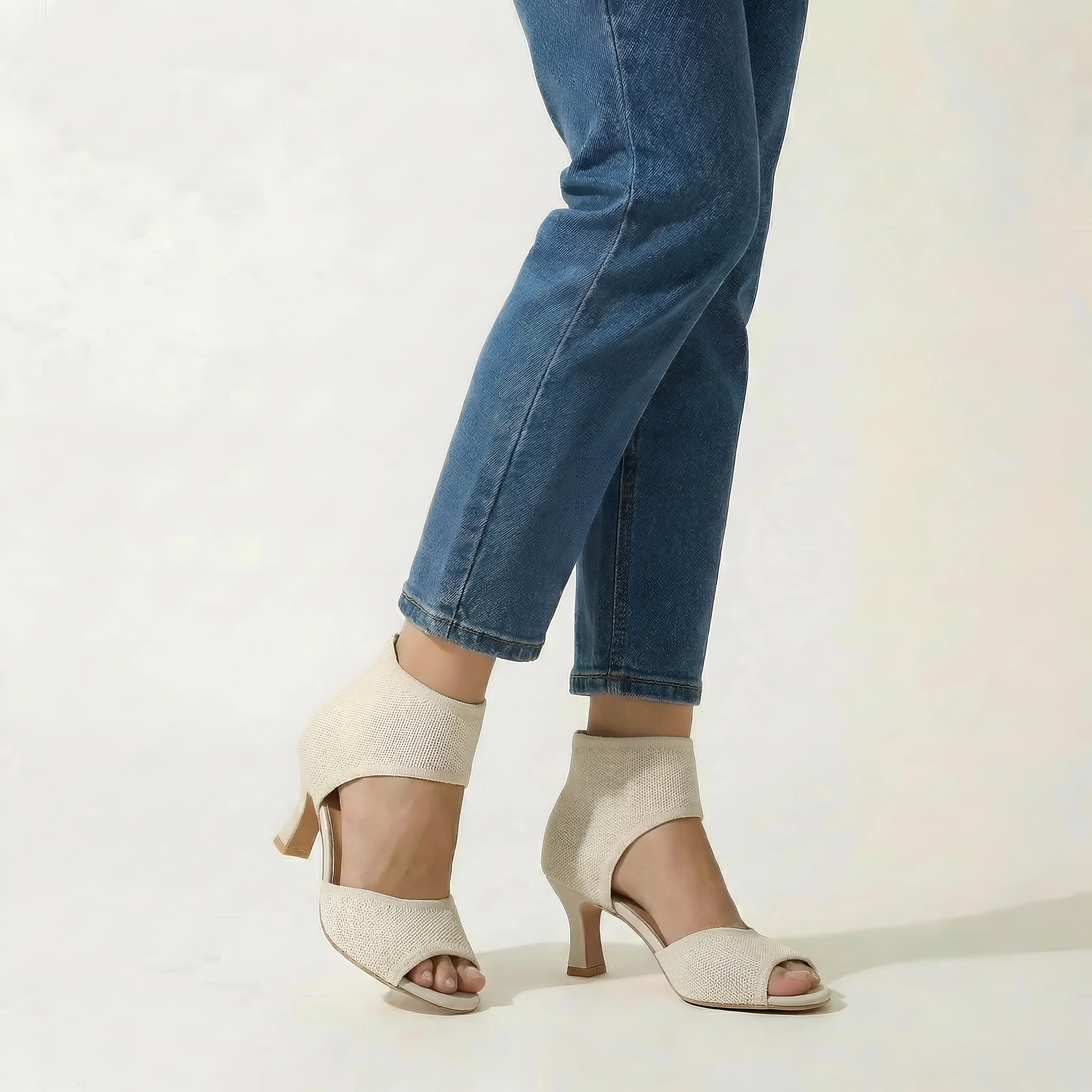 Sandali Donna con Tacco Medio Scarpe Eleganti con Cinturino alla Caviglia Aperte - Image 6