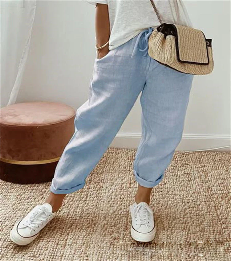 Pantaloni classici da donna in lino leggero - Image 5