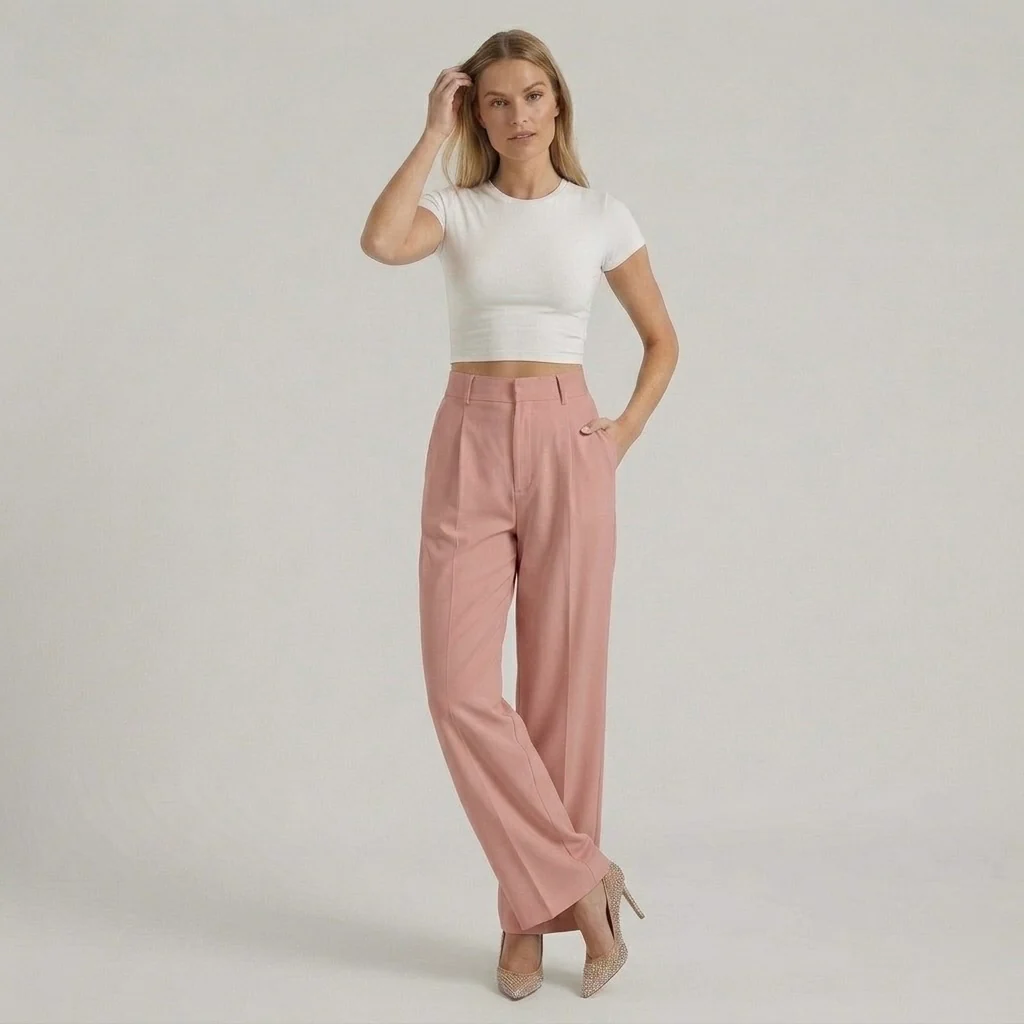 Pantaloni Eleganti da Donna a Gamba Larga – Pantaloni Vita Alta Casual Chic - Image 4