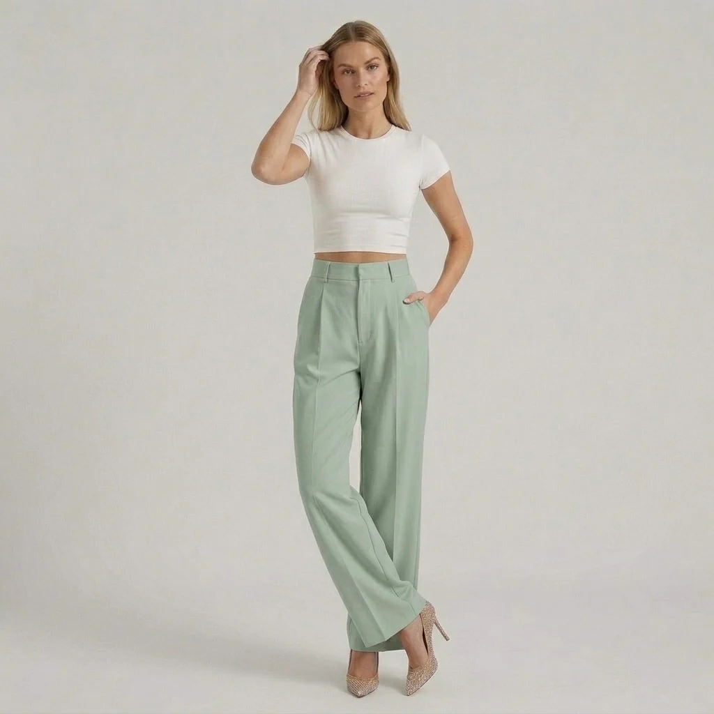 Pantaloni Eleganti da Donna a Gamba Larga – Pantaloni Vita Alta Casual Chic - Image 5
