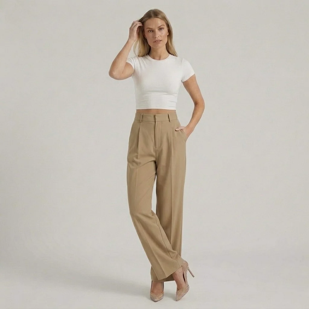 Pantaloni Eleganti da Donna a Gamba Larga – Pantaloni Vita Alta Casual Chic - Image 6